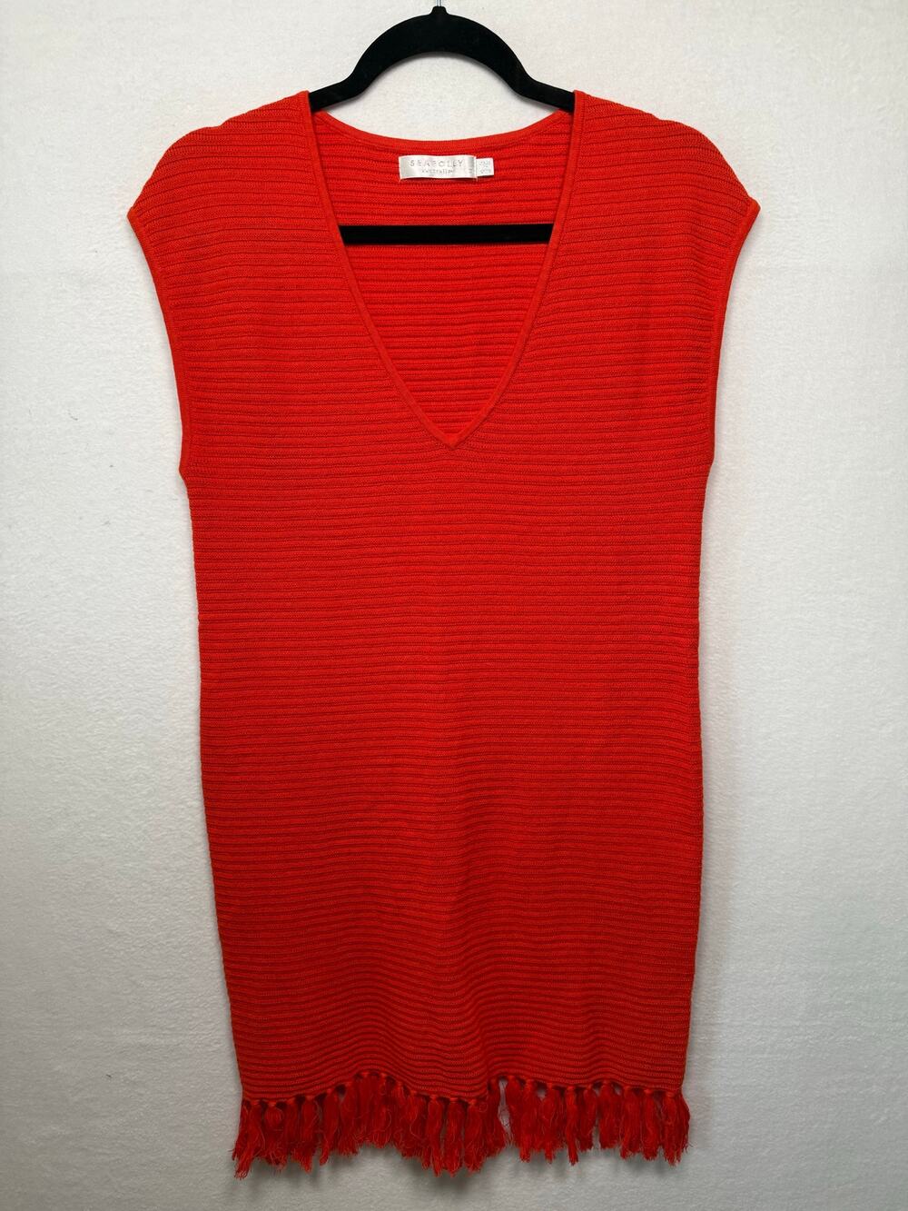 Seafolly Australia Knit Cover Up Dress, Red Orange, Size Small Beach Resort